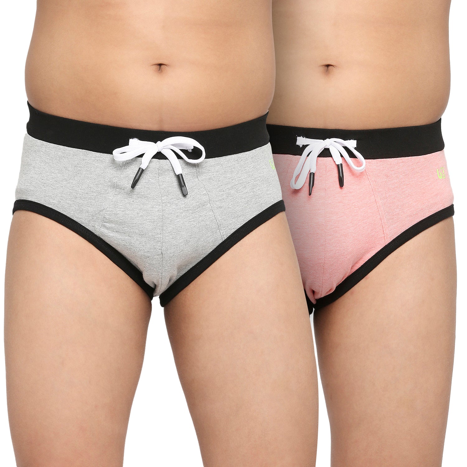 U19 Teenagers Cotton Brief Light Gray and Pink - Pack of 2