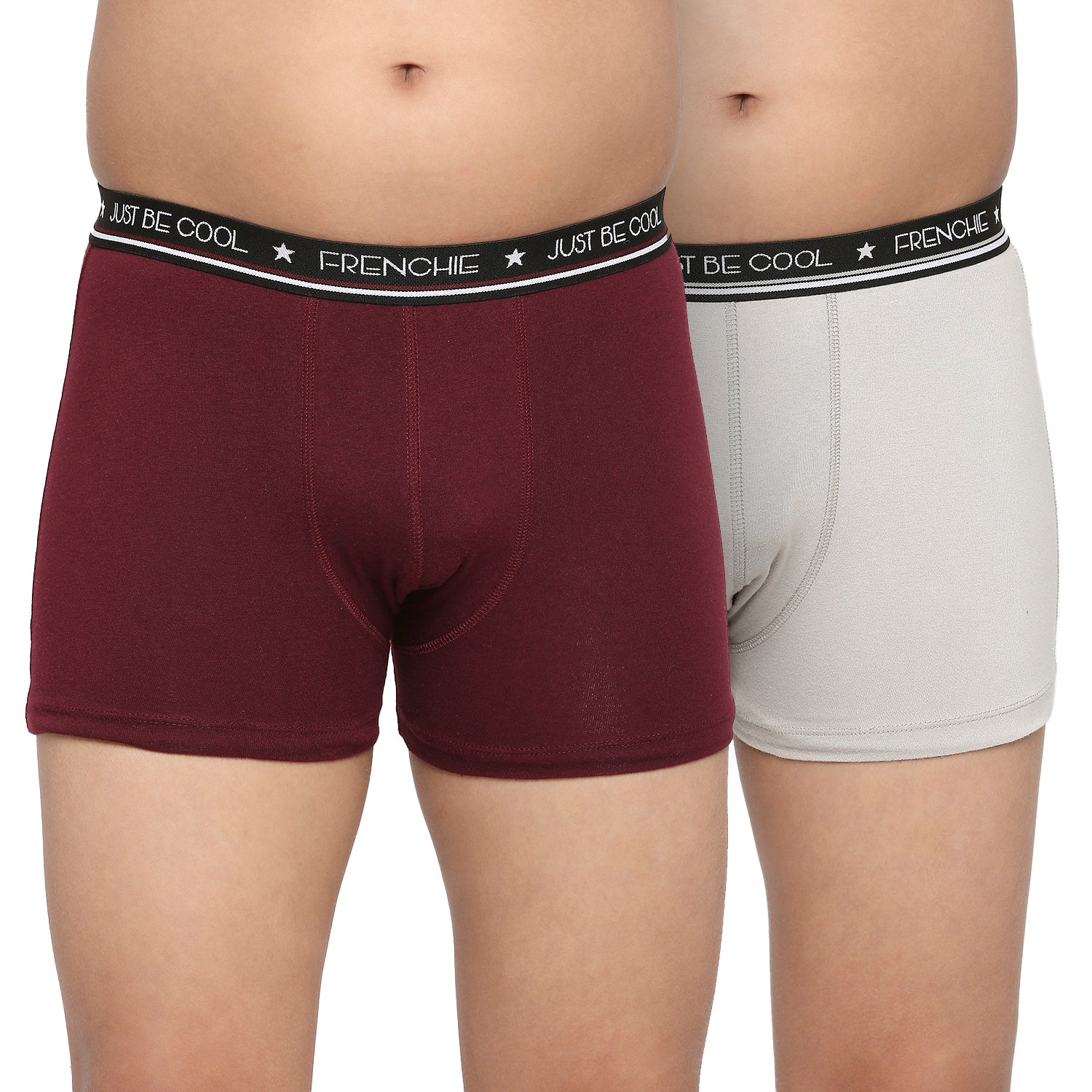U19 Teenagers Cotton Trunk Wine and Light Gray - Pack of 2