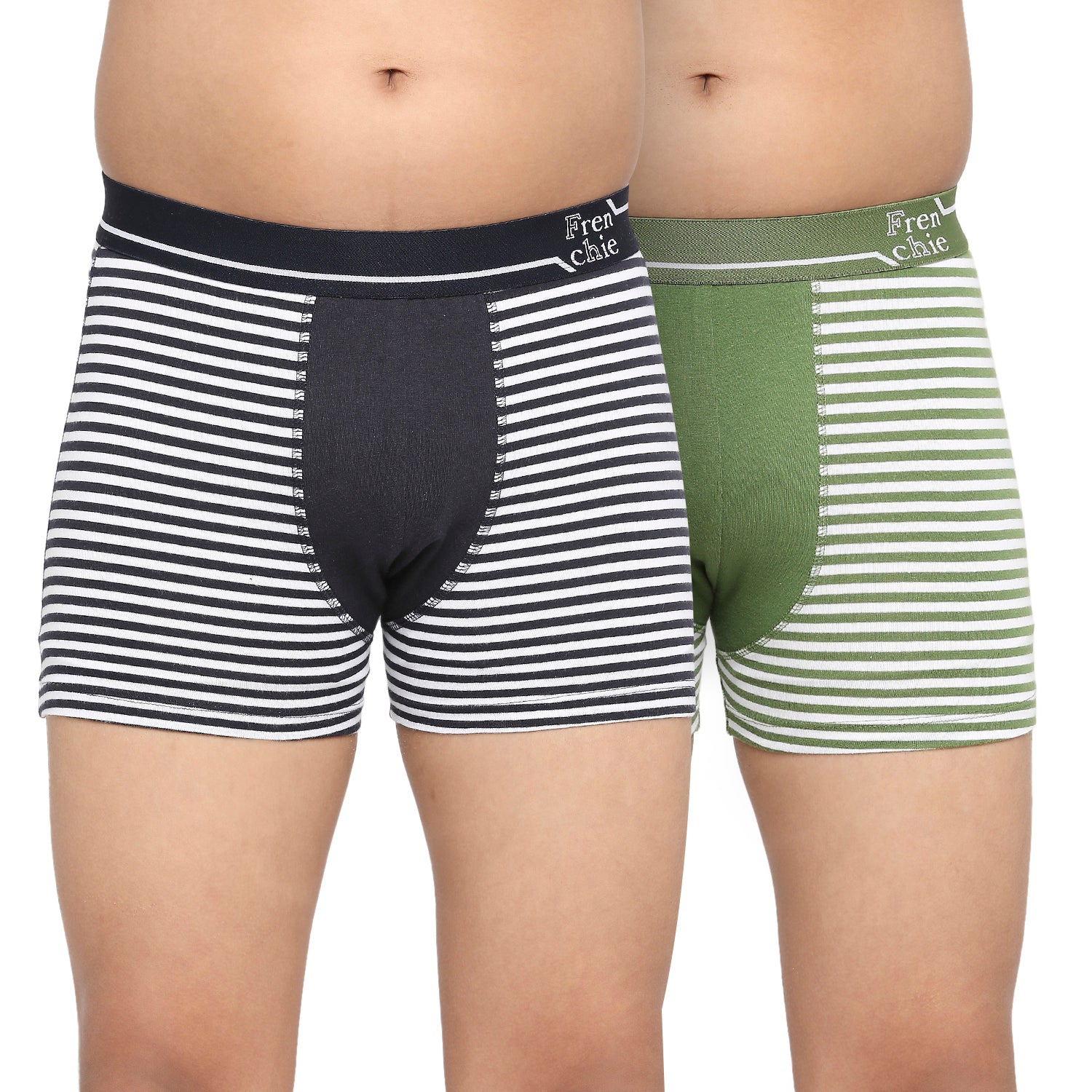 U19 Teenagers Cotton Trunk Navy and Green - Pack of 2