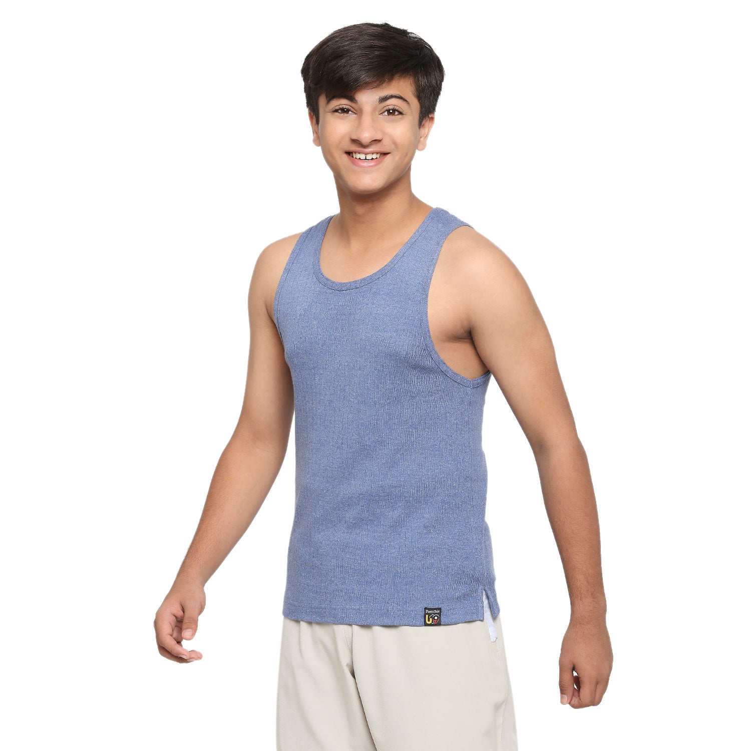 U19 Teens Solid Blue Vest made in 100% Cotton Rib