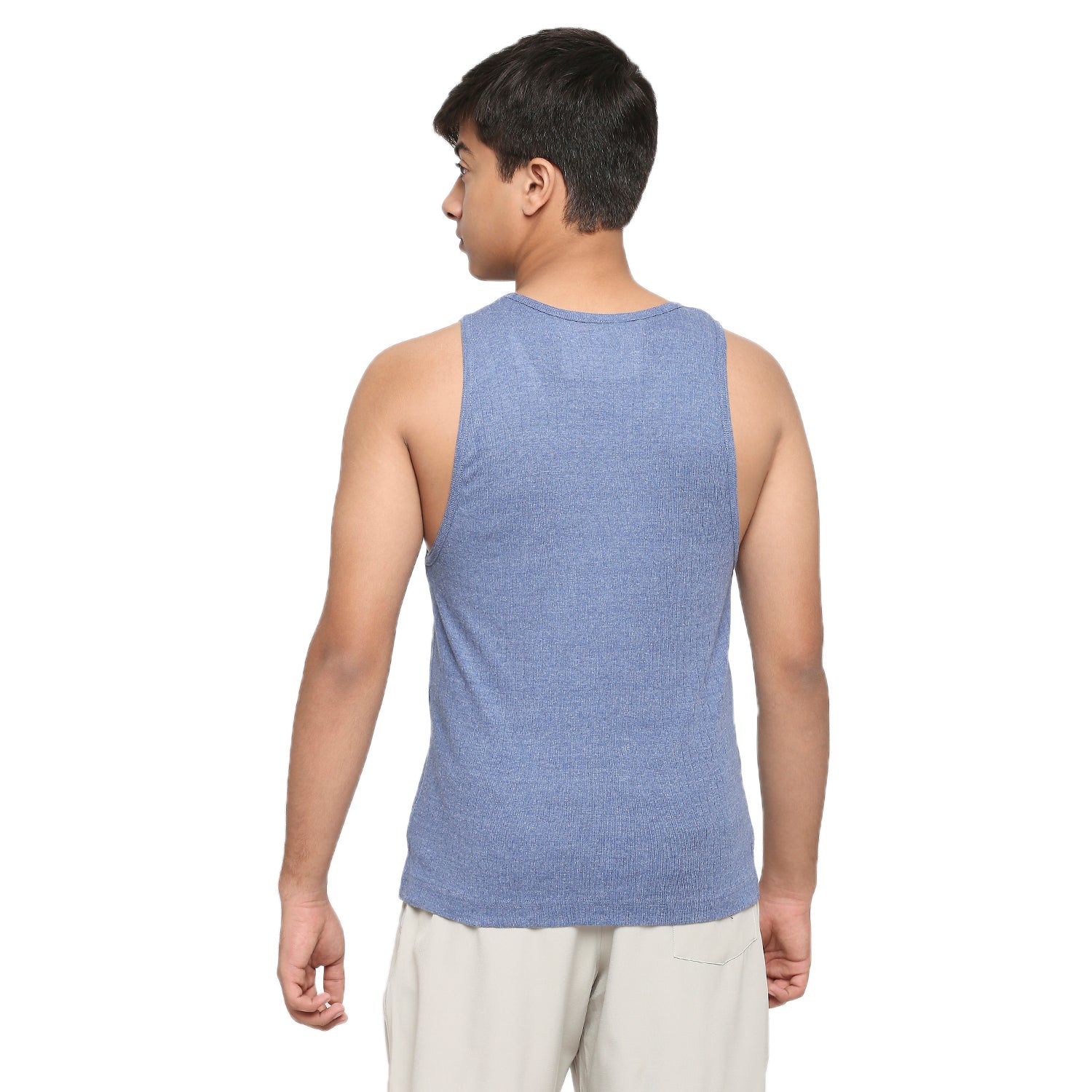 U19 Teens Solid Blue Vest made in 100% Cotton Rib