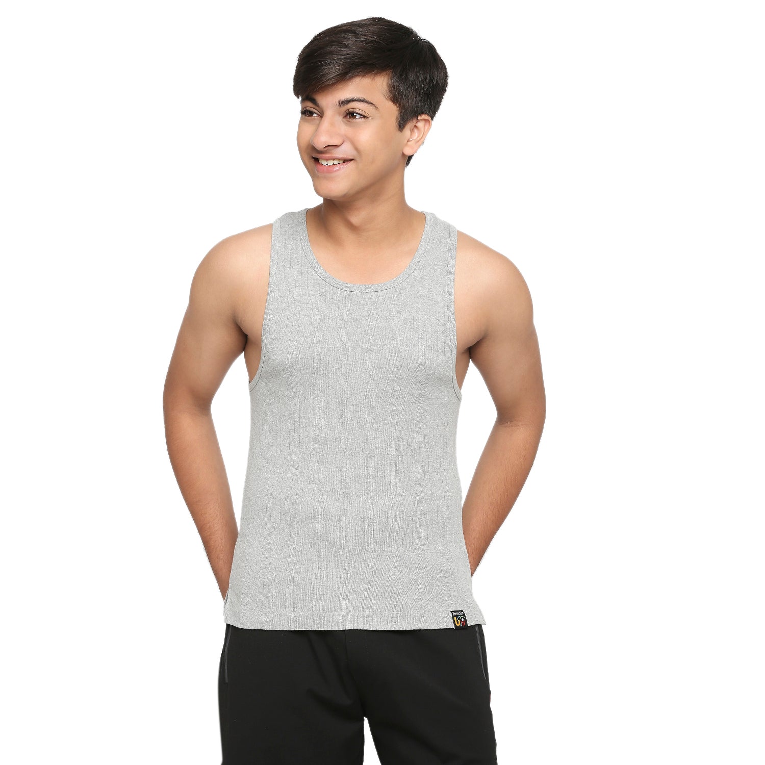 U19 Teens Solid Gray Vest made in 100% Cotton Rib
