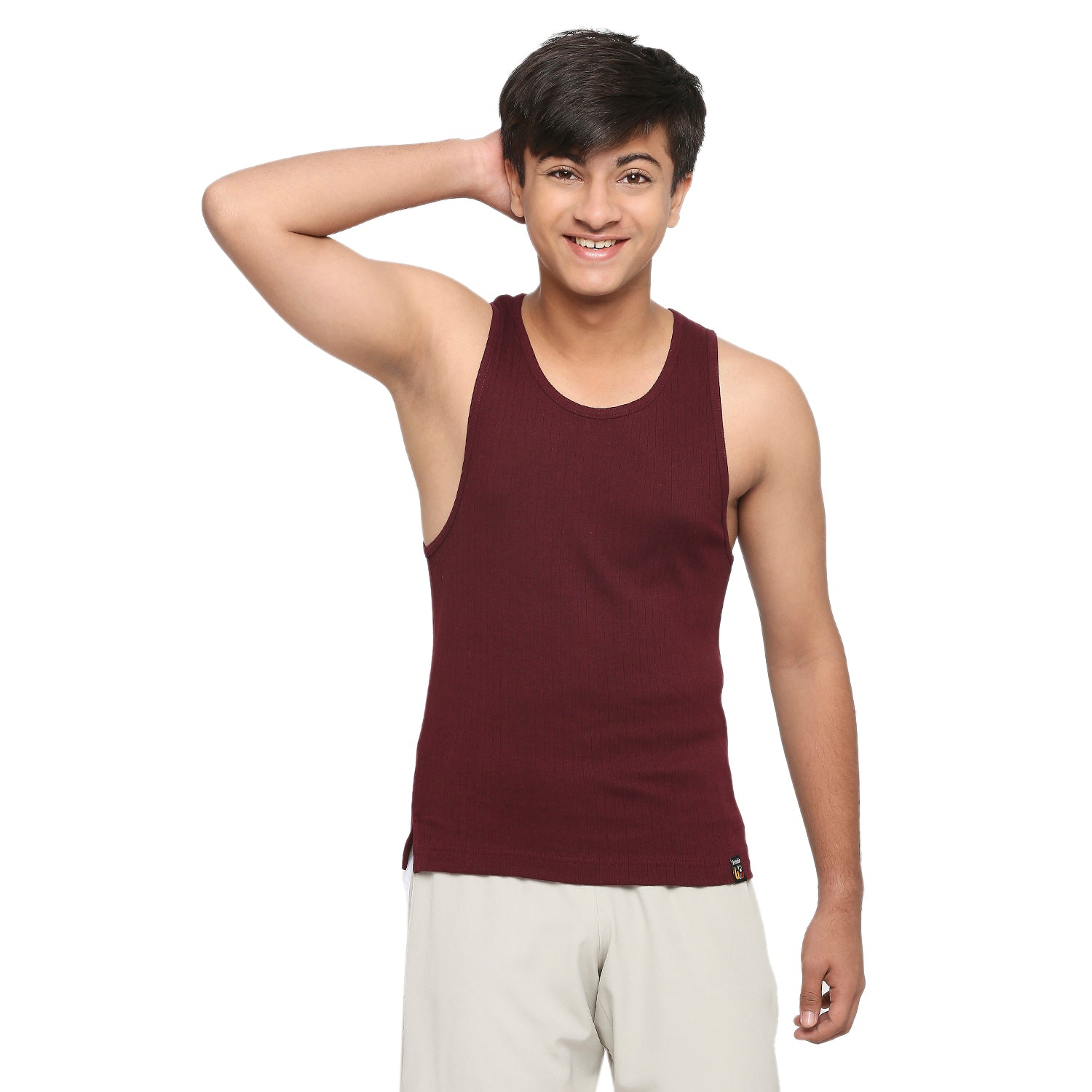 U19 Teens Solid Wine Vest made in 100% Cotton Rib