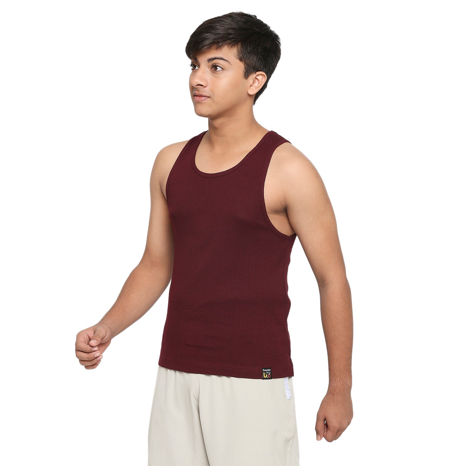 U19 Teens Solid Wine Vest made in 100% Cotton Rib