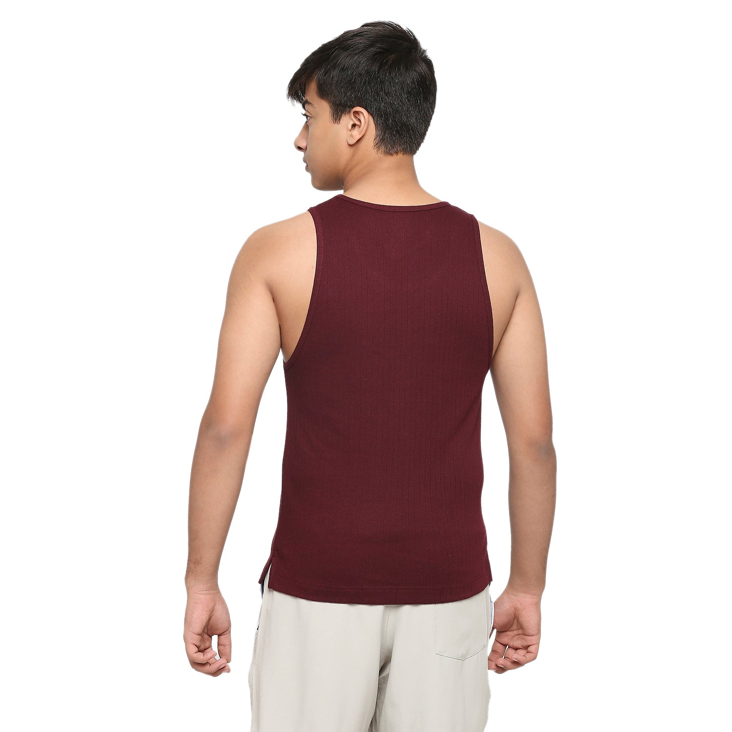 U19 Teens Solid Wine Vest made in 100% Cotton Rib
