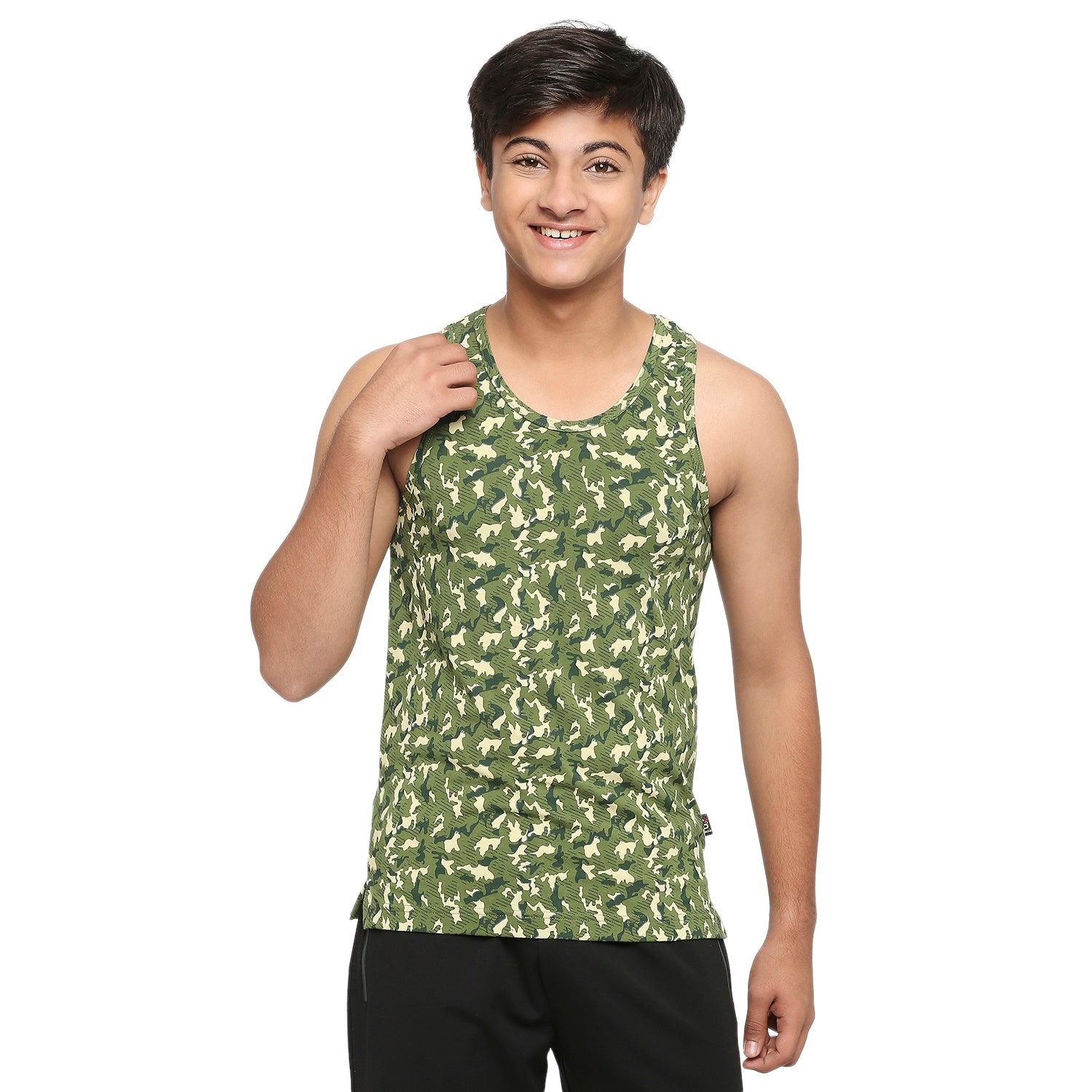 U19 Teens Green Vest in Camouflage Print