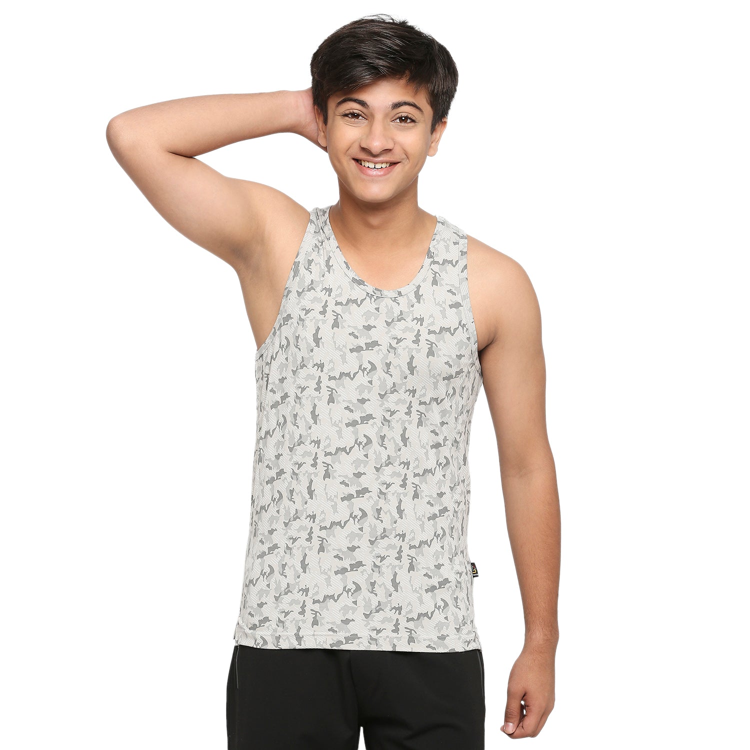 U19 Teens Light Gray Vest in Camouflage Print