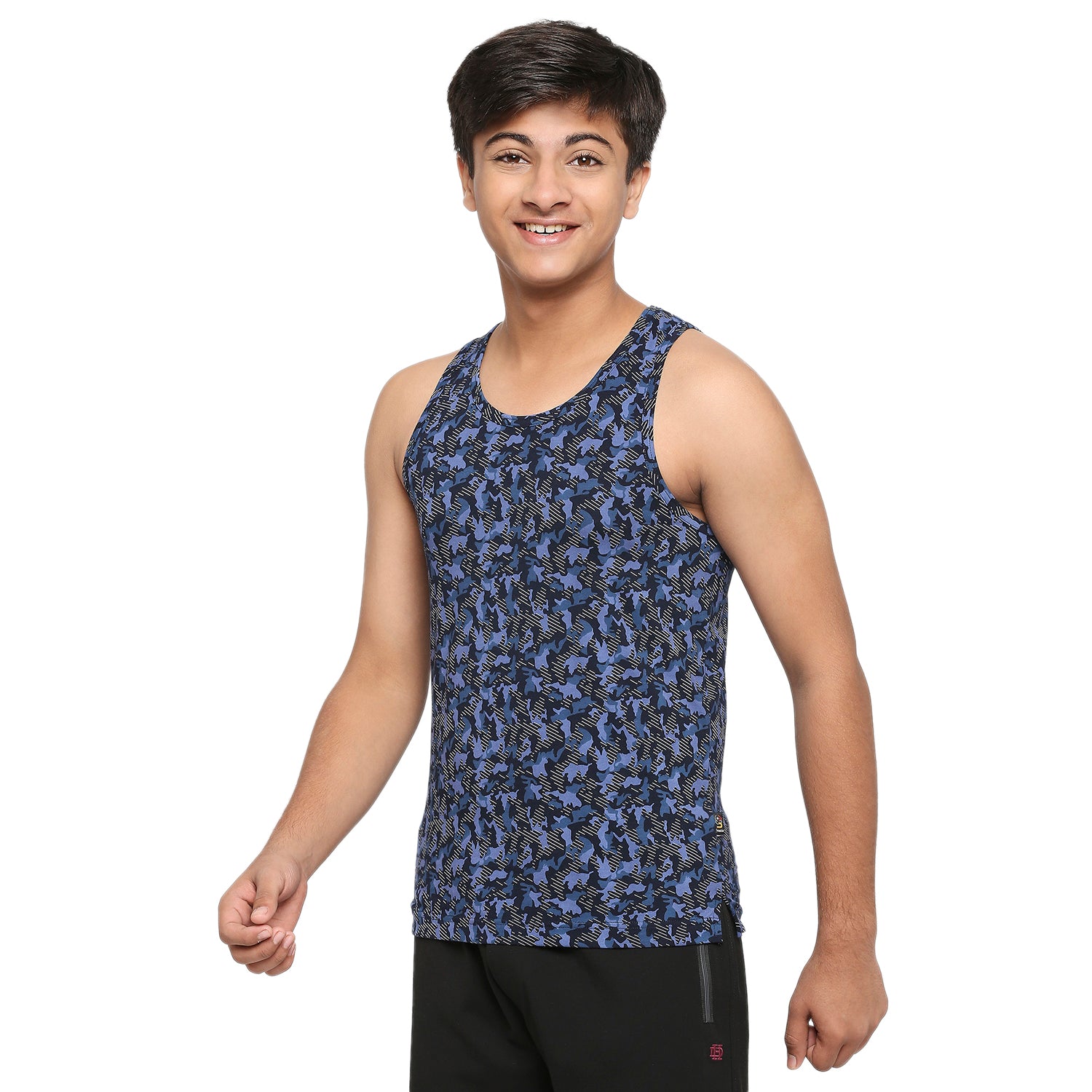 U19 Teens Navy Vest in Camouflage Print
