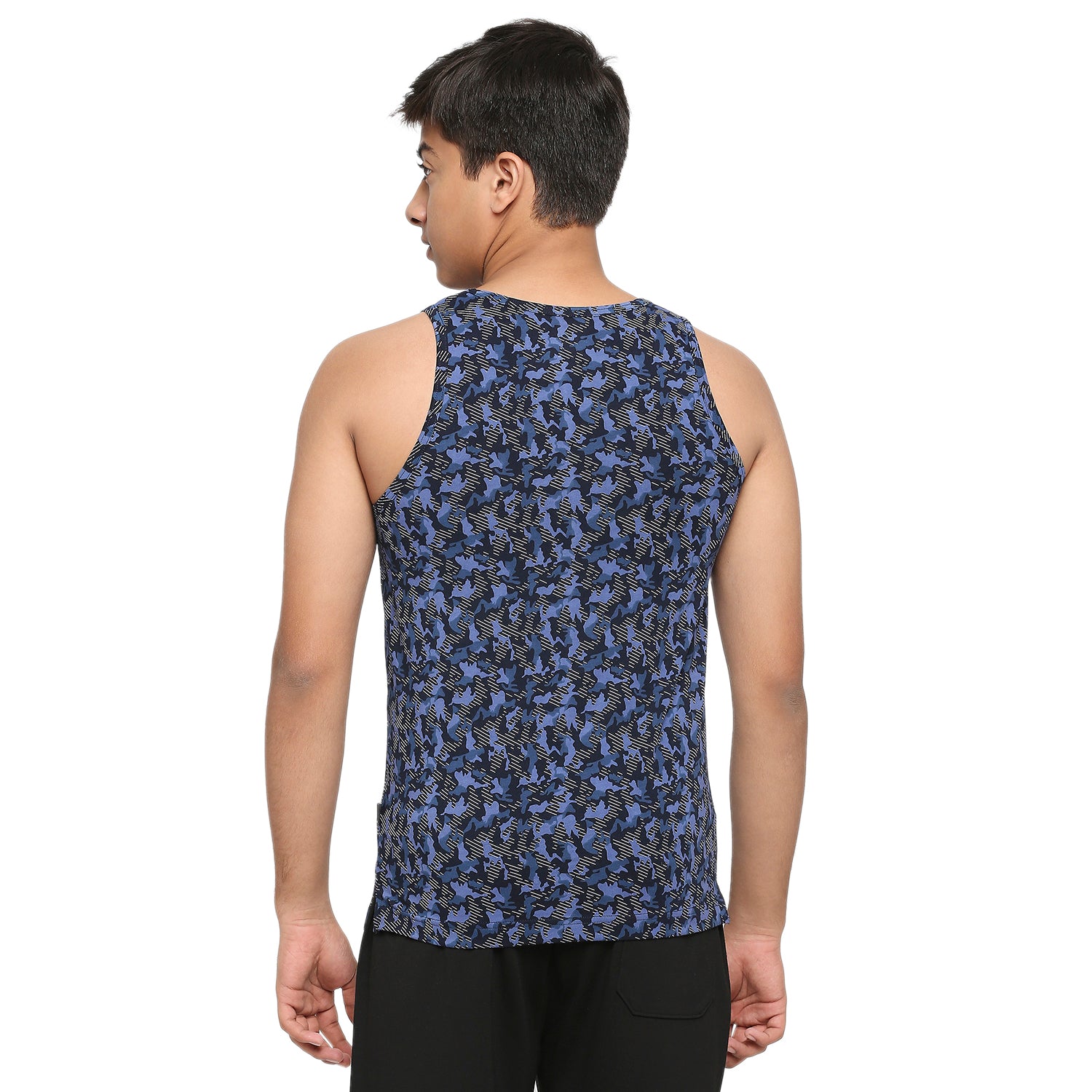 U19 Teens Navy Vest in Camouflage Print