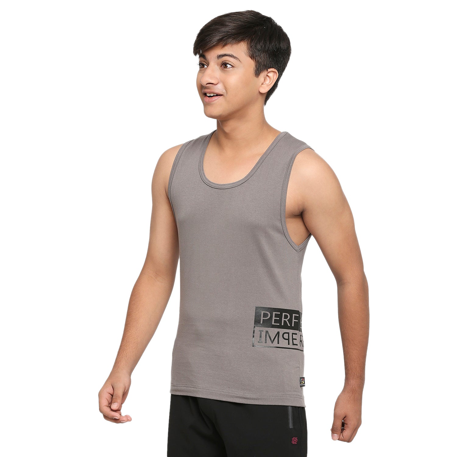 U19 Teens Gray Broadshoulder Vest made in Cotton Lycra Fabric