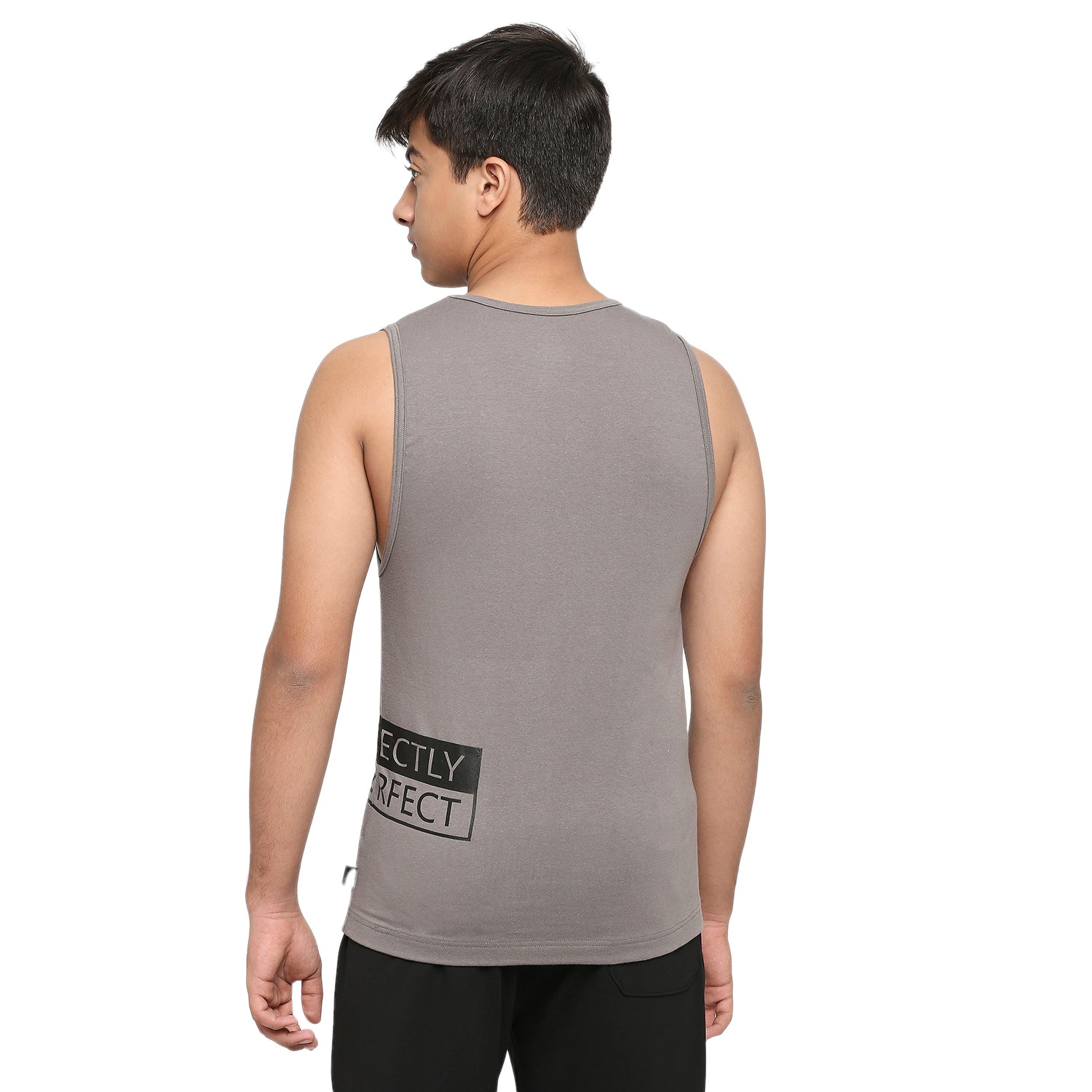 U19 Teens Gray Broadshoulder Vest made in Cotton Lycra Fabric