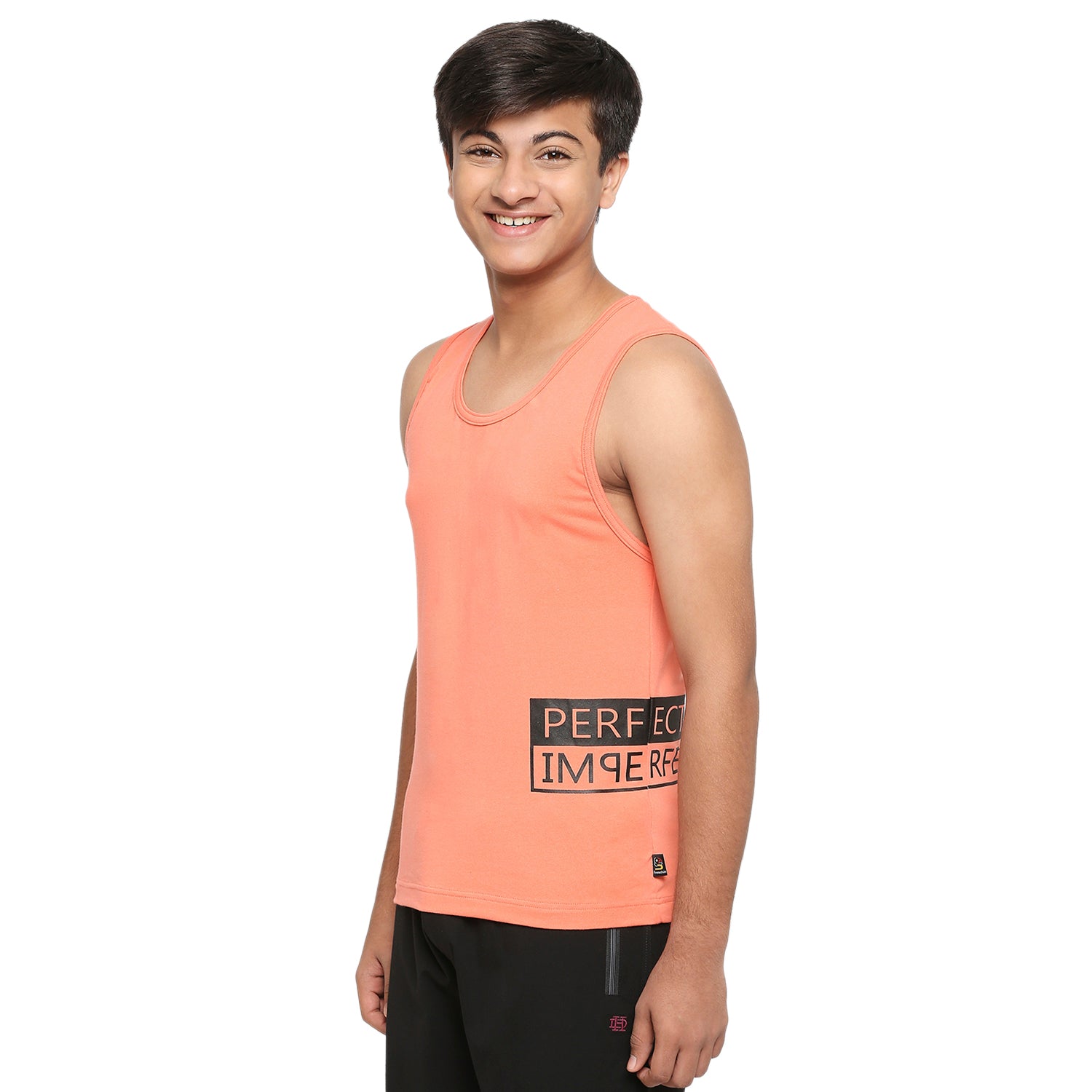 U19 Teens Peach Broadshoulder Vest made in Cotton Lycra Fabric