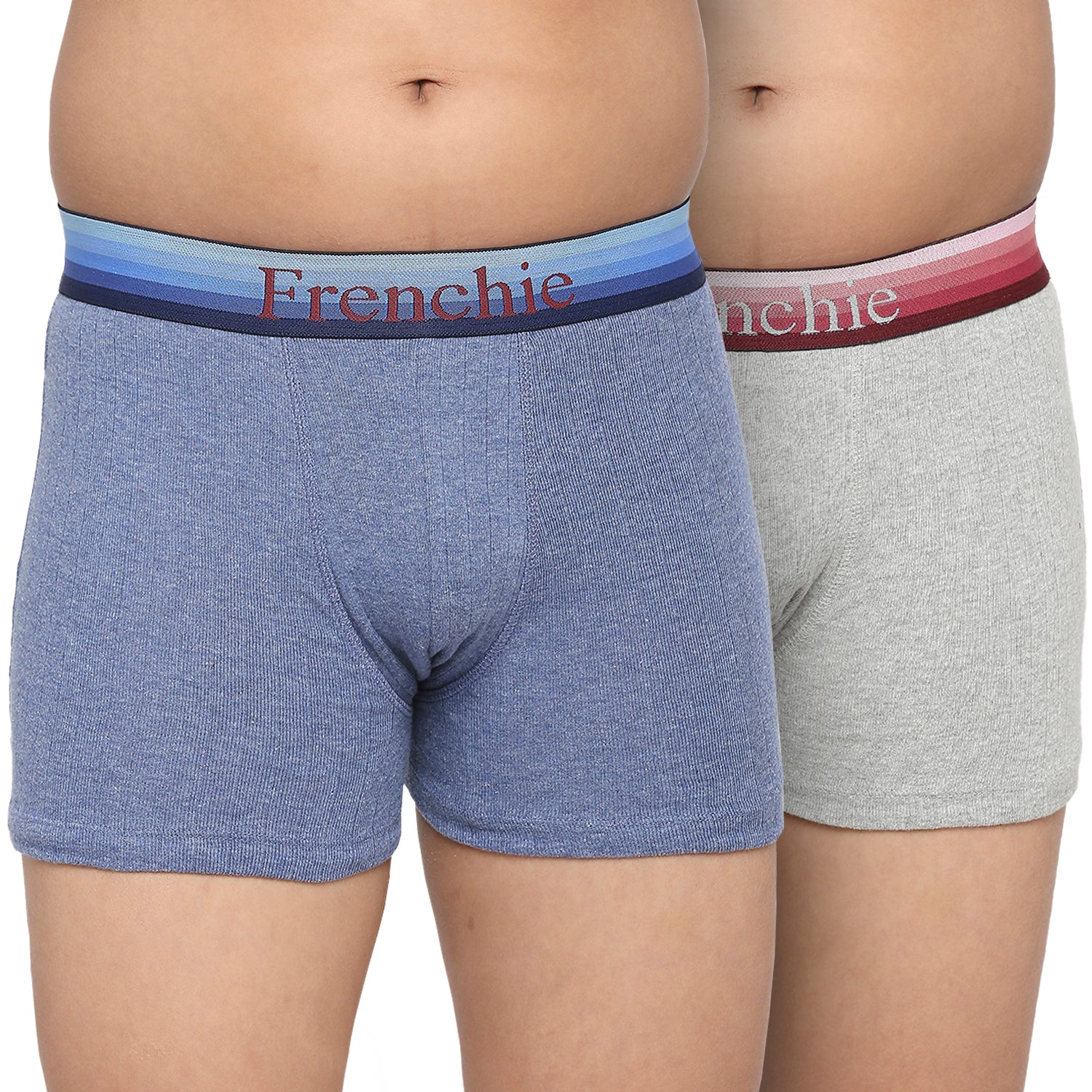 U19 Teenagers Cotton Trunk Blue and Grey - Pack of 2