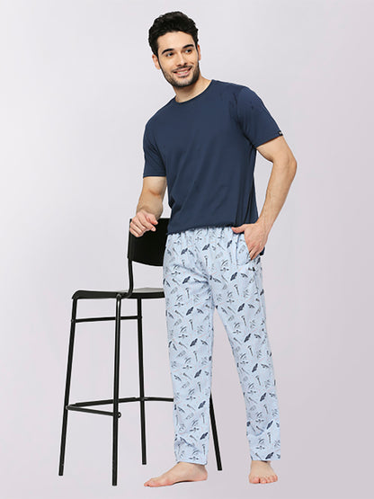 Relax Wear Spaceship Sky Blue Printed Pyjama