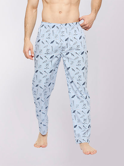 Relax Wear Spaceship Sky Blue Printed Pyjama