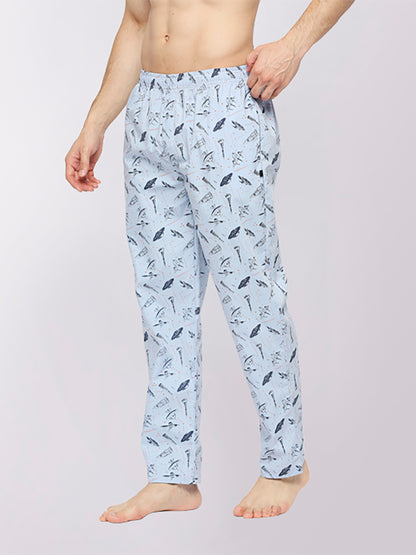 Relax Wear Spaceship Sky Blue Printed Pyjama