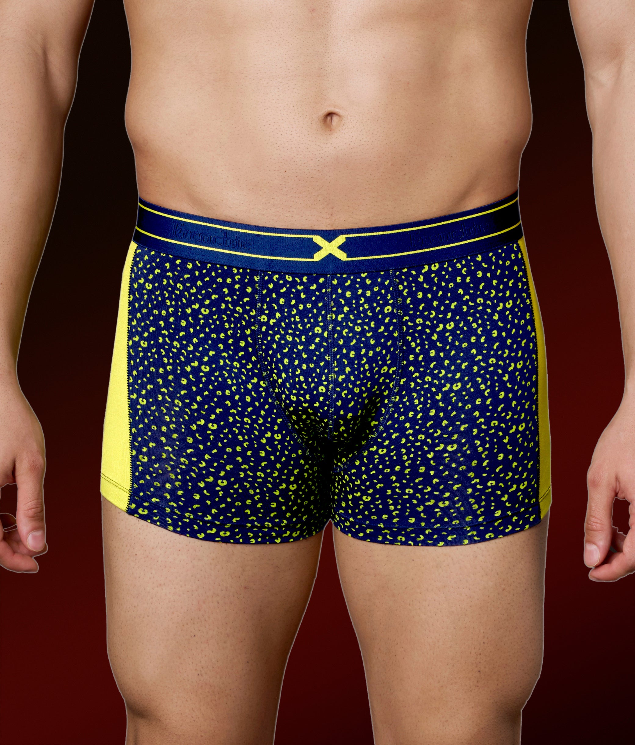 X-LIT | Go Wild Leopard Print Micro Modal Trunks - Lime Punch Yellow