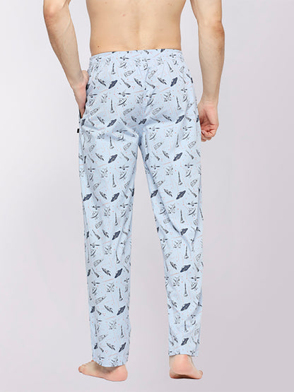 Relax Wear Spaceship Sky Blue Printed Pyjama