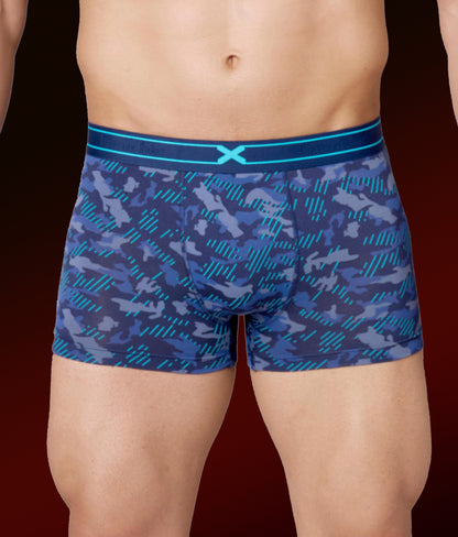 X-Rage Pageant Blue Camo Print Micro Modal Trunks