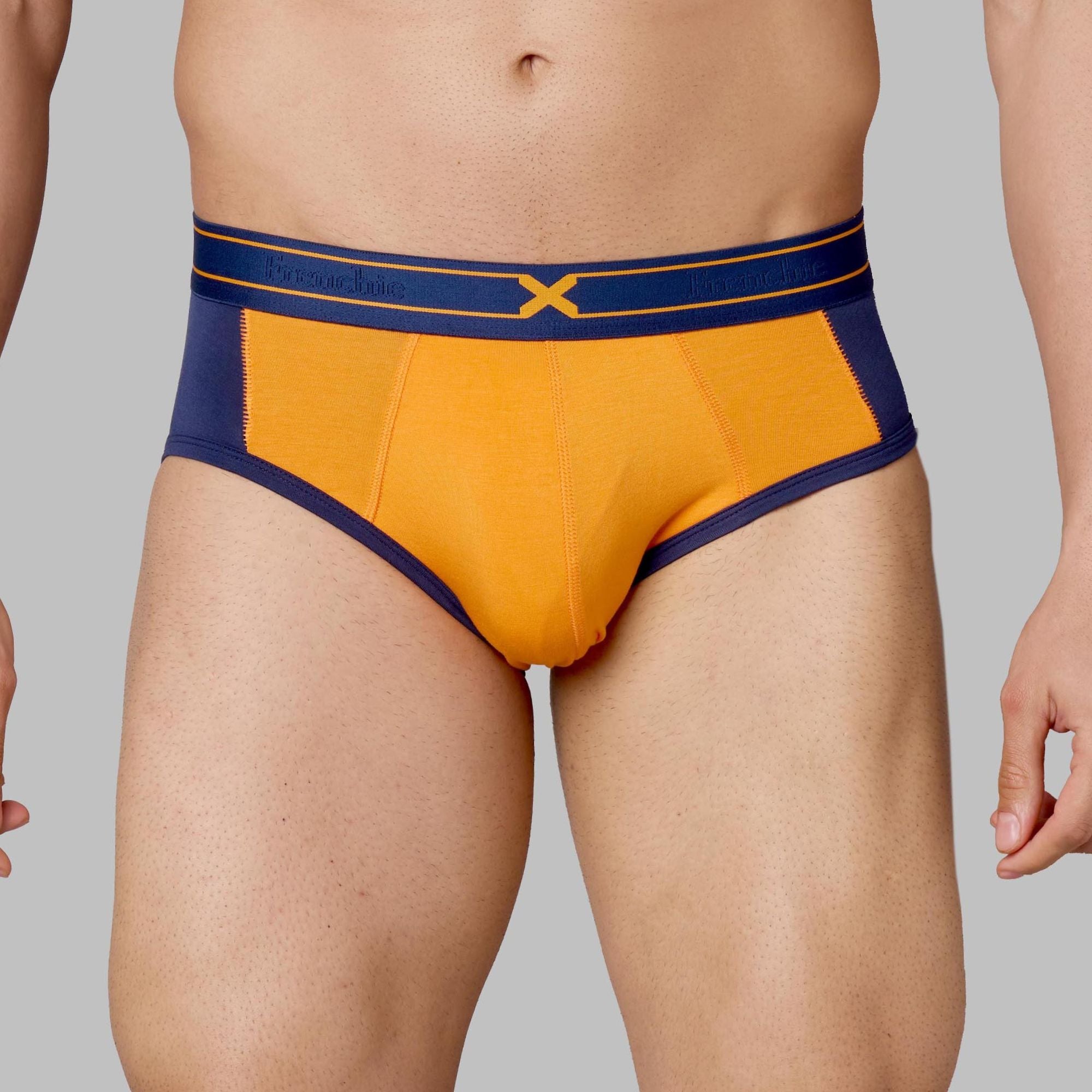 X-Groove Turmeric Orange Micro Modal Cotton Briefs for Men