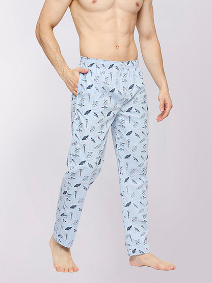 Relax Wear Spaceship Sky Blue Printed Pyjama