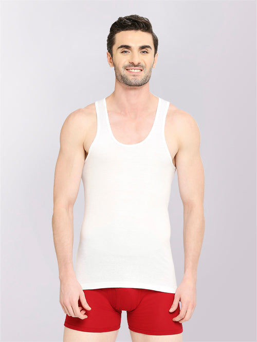 Men's Supreme Round Neck Combed Cotton Vest - White