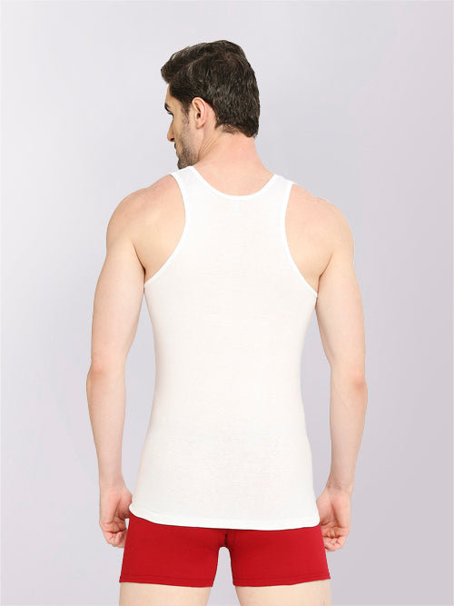 Men's Supreme Round Neck Combed Cotton Vest - White