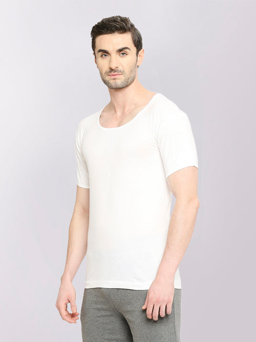 Bonus Knit Shrunk Men's Anti-Microbial Half-Sleeve Cotton Vest for Men