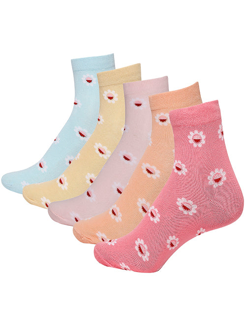 Everyday Casual Socks for Women's All-Day Comfort for Daily Activities, Moisture Control, and Odor-Free Wear- Assorted (Pack of 5)