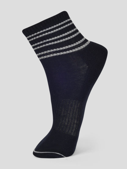 PACK OF 4 STRIPE DESIGN-11 ANKLE CUT ASSORTED COTTON SOCKS