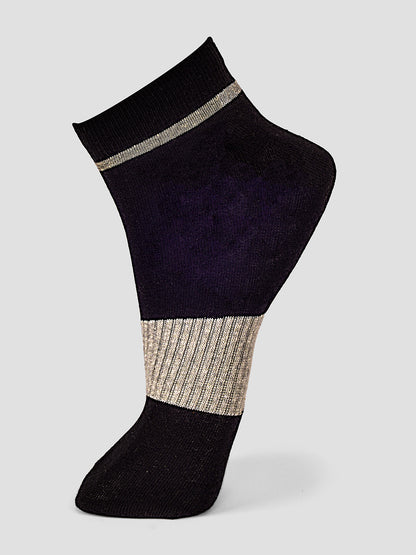 PACK OF 4 CONTRAST TIPPING DESIGN-12 ANKLE CUT ASSORTED COTTON SOCKS