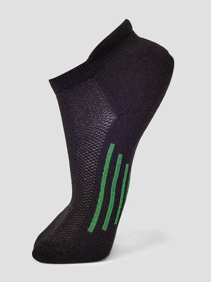 PACK OF 4 STRIPE DESIGN-03 ANKLE CUT BLACK COTTON SOCKS