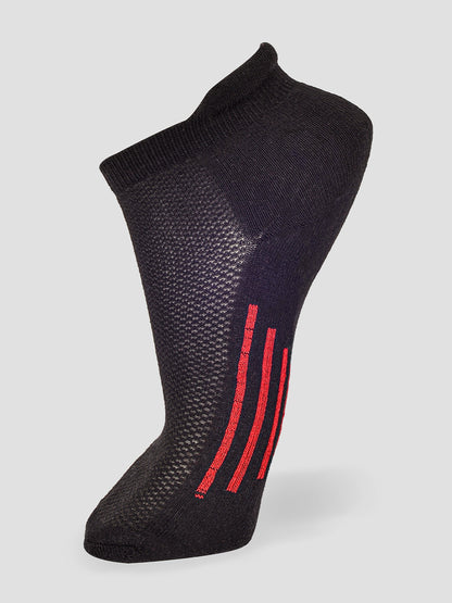 PACK OF 4 STRIPE DESIGN-03 ANKLE CUT BLACK COTTON SOCKS