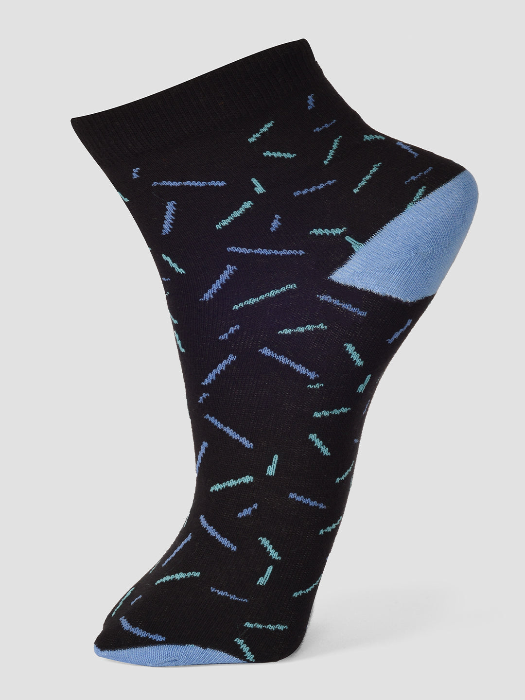 PACK OF 5 GEOMETRIC ALL OVER DESIGN ANKLE LENGTH CUT ASSORTED COTTON SOCKS 01