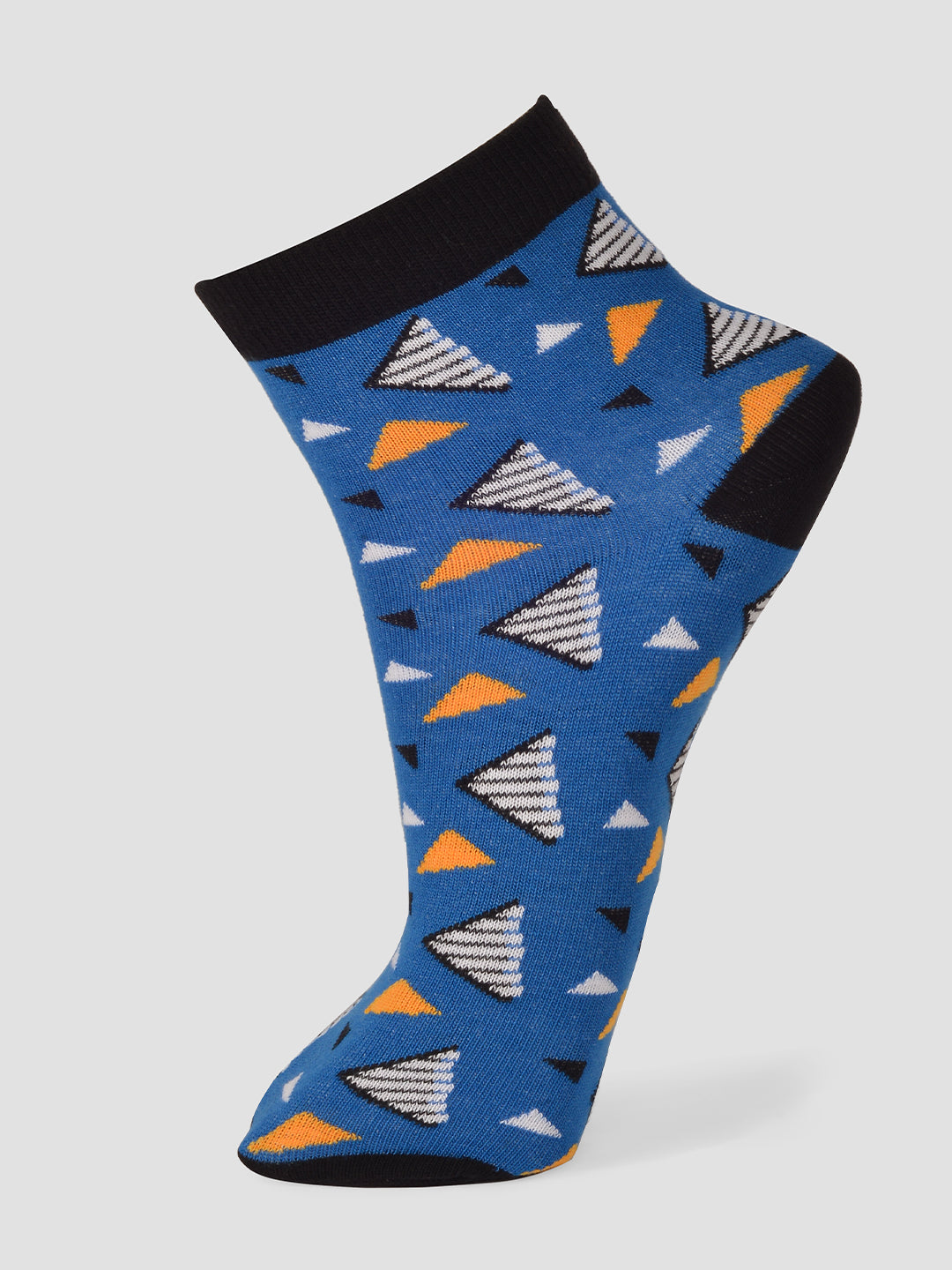 PACK OF 5 GEOMETRIC ALL OVER DESIGN ANKLE LENGTH CUT ASSORTED COTTON SOCKS 02