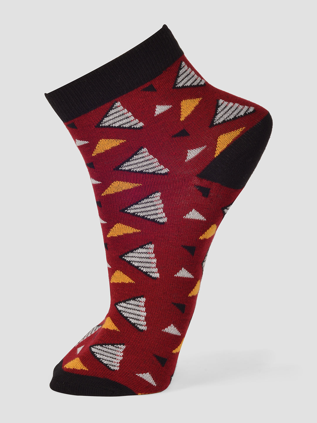 PACK OF 5 GEOMETRIC ALL OVER DESIGN ANKLE LENGTH CUT ASSORTED COTTON SOCKS 02