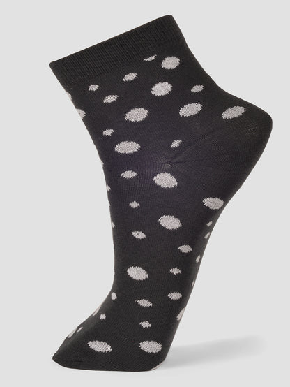 PACK OF 5 POLKA ALL OVER DESIGN ANKLE LENGTH CUT ASSORTED COTTON  SOCKS 03