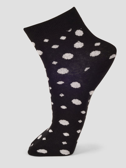 PACK OF 5 POLKA ALL OVER DESIGN ANKLE LENGTH CUT ASSORTED COTTON  SOCKS 03