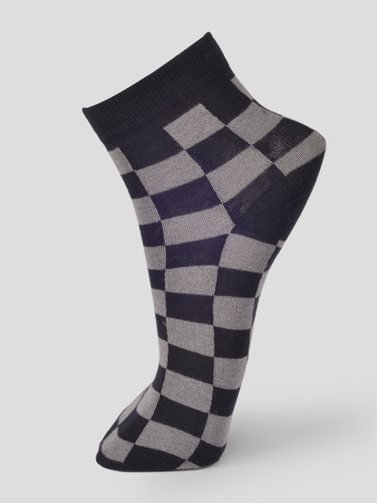 PACK OF 5 SMART FORMAL - CHECKS ALL OVER-003 ANKLE CUT ASSORTED COTTON SOCKS