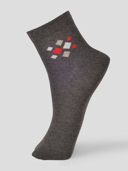 PACK OF 5 FORMAL -SMALL  MOTIF - 001 ANKLE CUT ASSORTED COTTON SOCKS