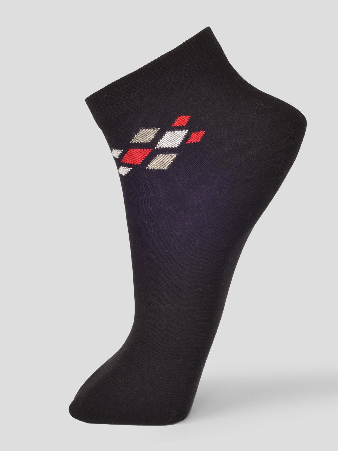 PACK OF 5 FORMAL -SMALL  MOTIF - 001 ANKLE CUT ASSORTED COTTON SOCKS