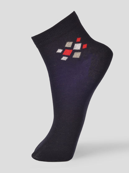 PACK OF 5 FORMAL -SMALL  MOTIF - 001 ANKLE CUT ASSORTED COTTON SOCKS