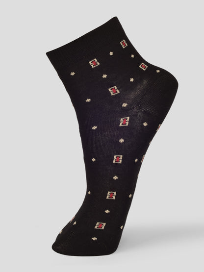 PACK OF 5 SMART FORMAL-ALL OVER  - 001 ANKLE CUT ASSORTED COTTON SOCKS