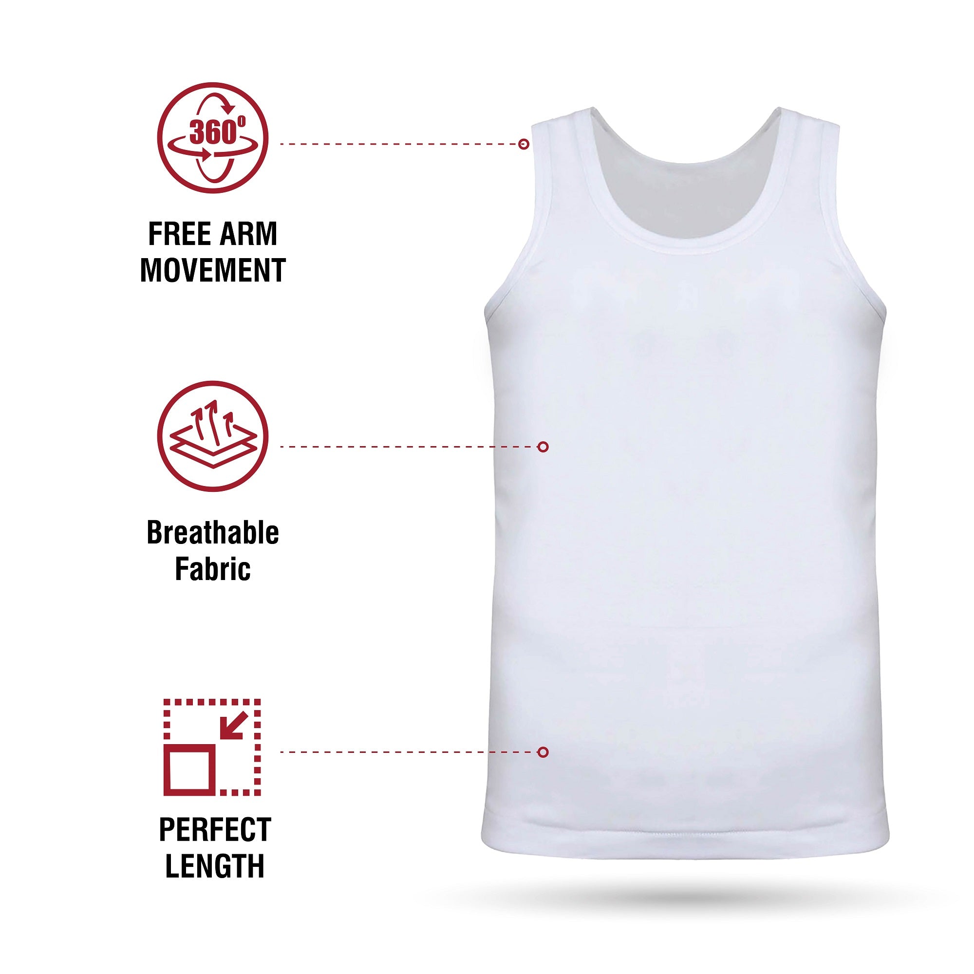 WV001 Kids Boys Solid Cotton White Vest | Free Games Included