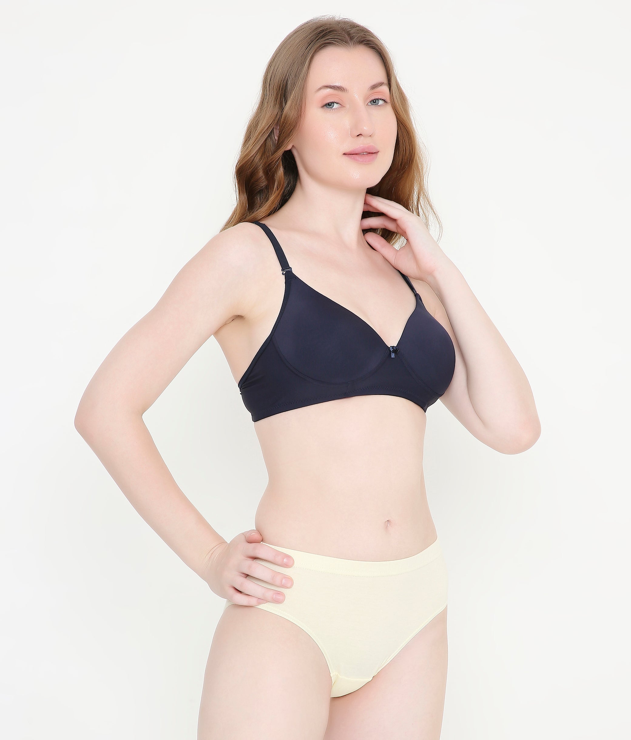 Silky Soft Second Skin T-Shirt Bra | Padded | Full Coverage bra for Women - Navy Blue