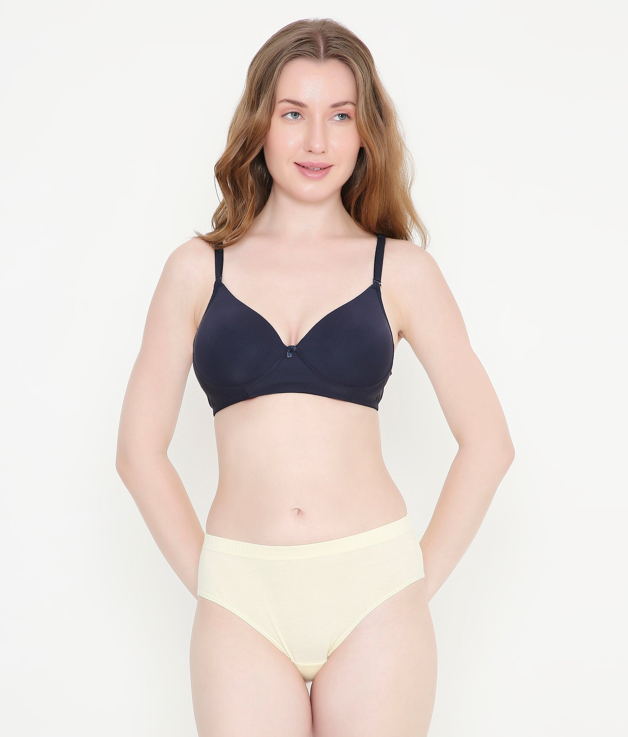 Silky Soft Second Skin T-Shirt Bra | Padded | Full Coverage bra for Women - Navy Blue