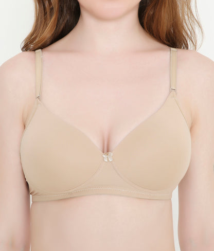 Silky Soft Second Skin T-Shirt Bra | Padded | Full Coverage bra for Women - Skin