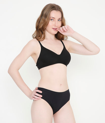 Women's Solid Black Lightly Padded Everyday T-Shirt Bra