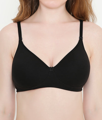 Women's Solid Black Lightly Padded Everyday T-Shirt Bra