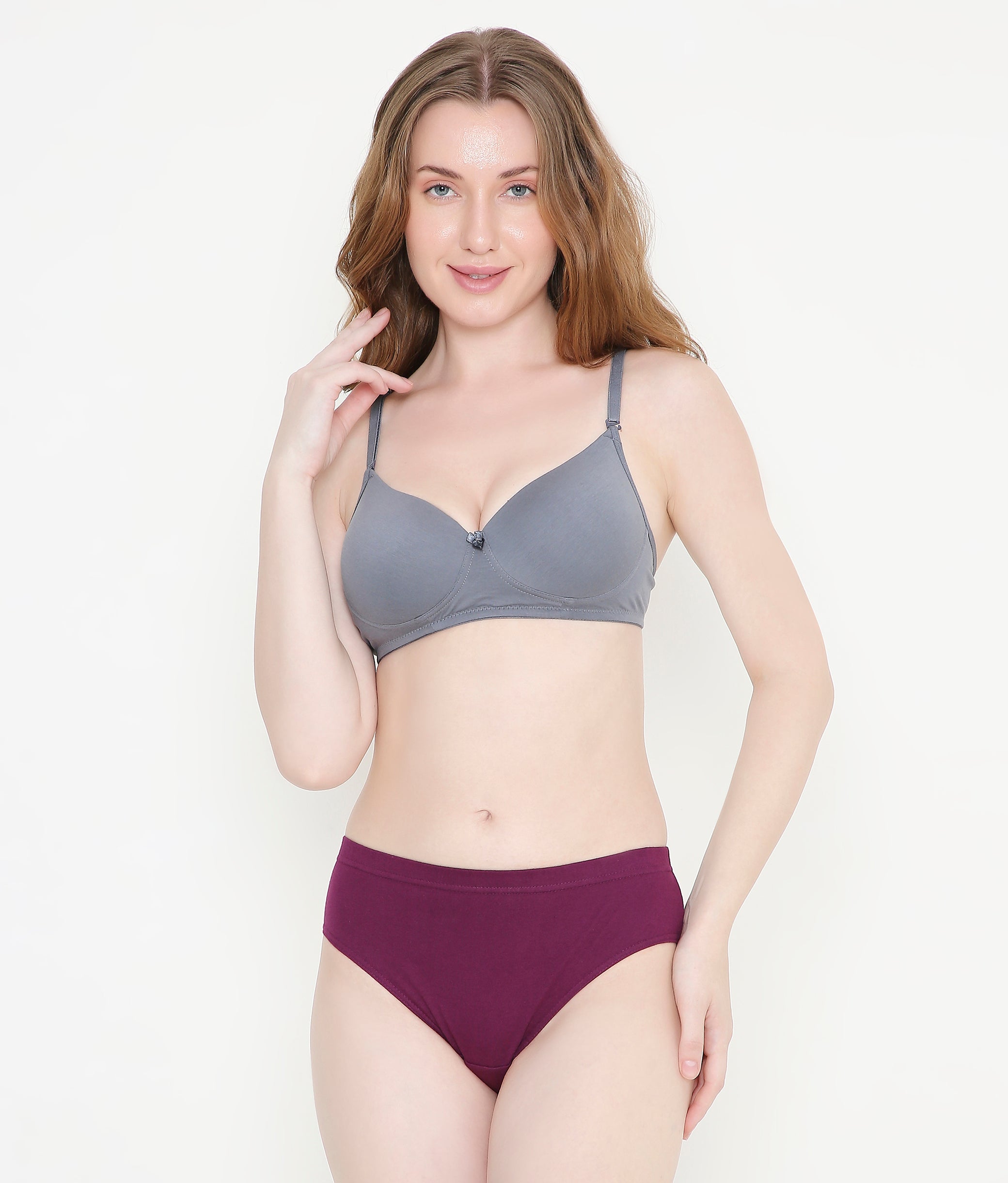 Everyday Comfort Padded Stretchable Cotton T-Shirt Bra - Dark Grey